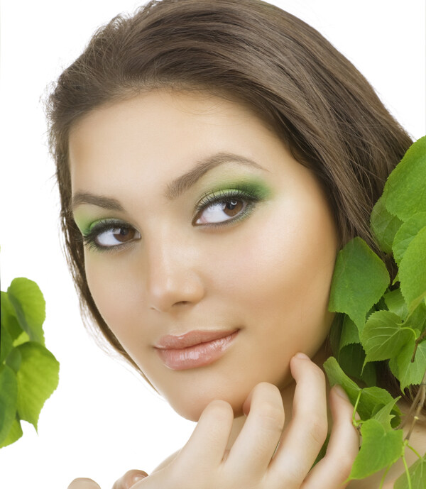 化绿眼妆的气质女人图片