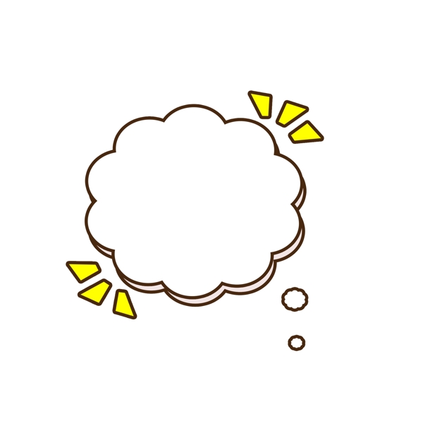 卡通可爱黄色云朵气泡框对话框边框元素