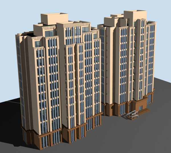 高層住宅樓3D模型