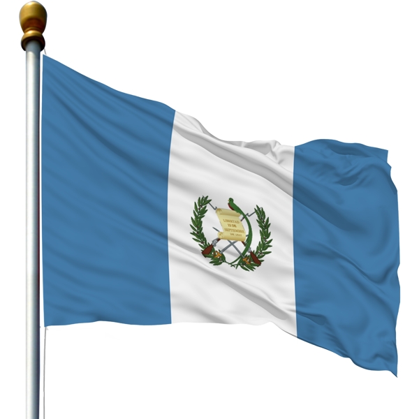 带旗杆的危地马拉共和国国旗