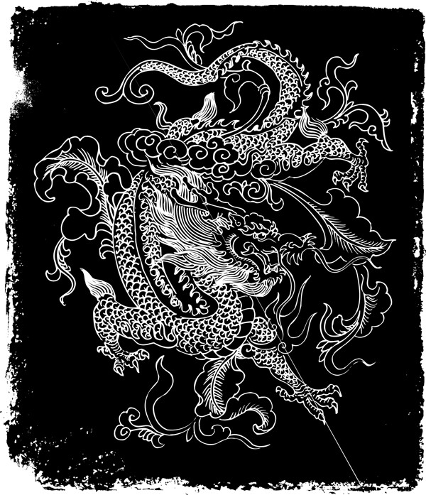 白描中國龍矢量圖下載
