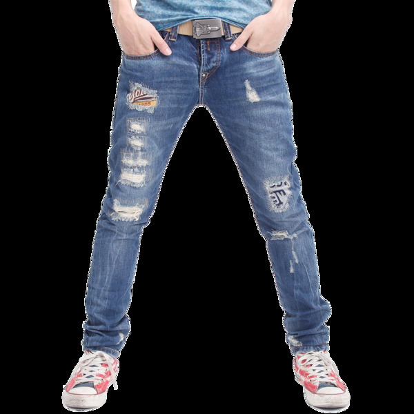 蓝色牛仔裤免抠png透明图层素材