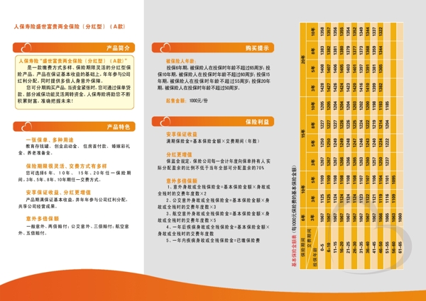 人保壽險(xiǎn)富貴折頁圖片