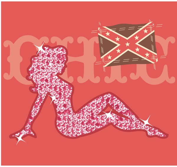 印花矢量圖文字英文人物女人免費(fèi)素材