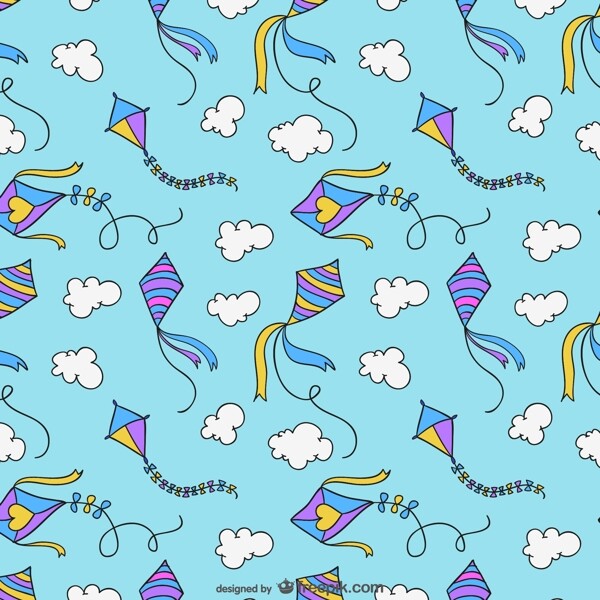 卡通風(fēng)箏無縫背景矢量素材