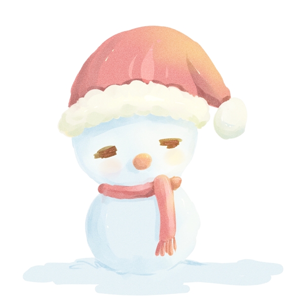 圣诞节冬天雪人下雪白色可爱手绘卡通