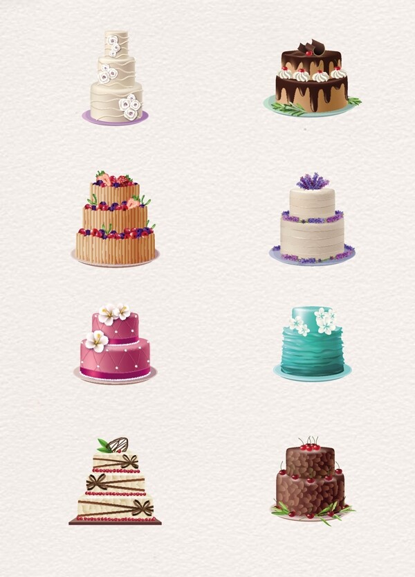 彩绘8组蛋糕设计