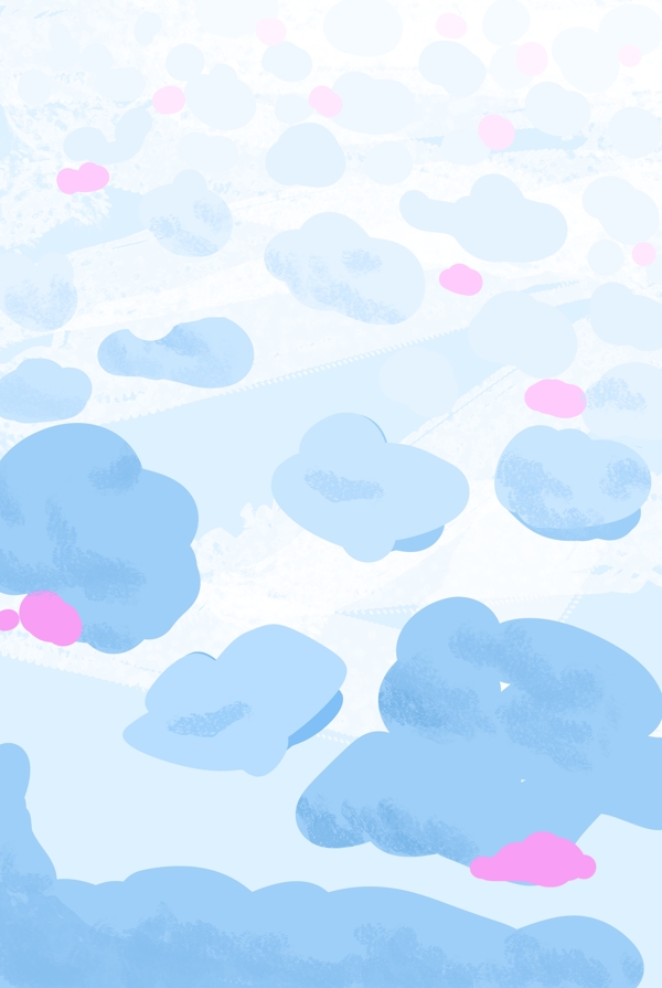 蓝色天空云朵云海中梦幻棉花糖卡通背景