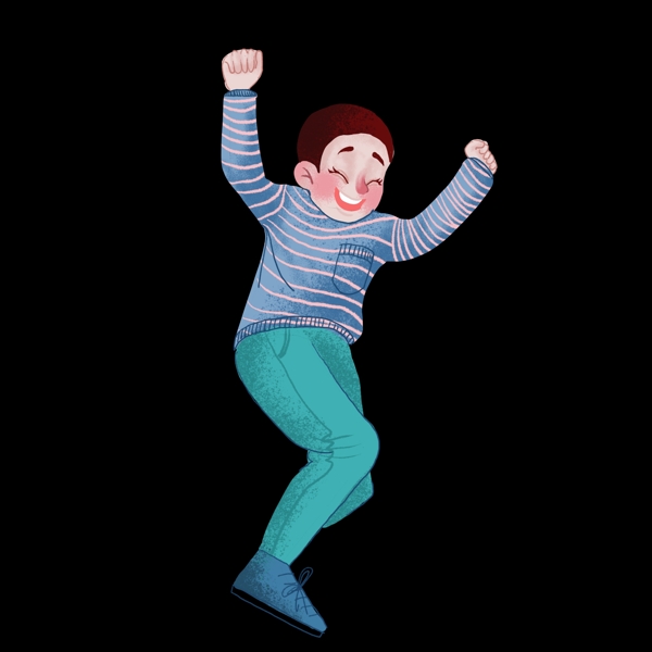儿童节卡通手绘跳跃男孩
