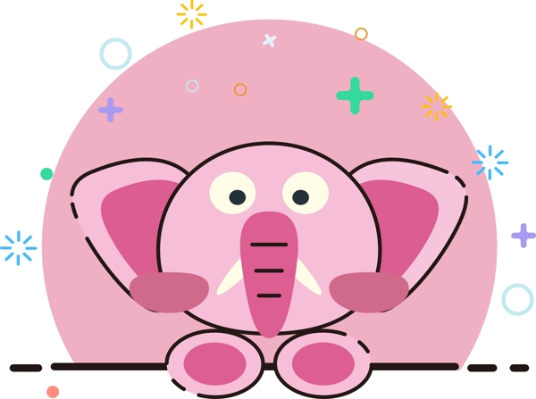 MEB风格卡通手绘可爱粉色小象小图标