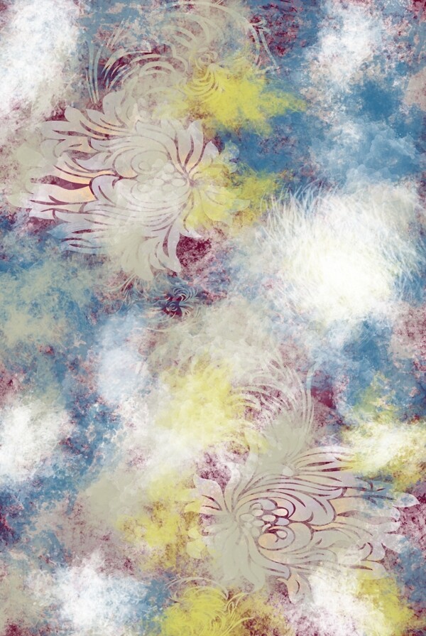 现代简约北欧抽象水墨画花朵图案地毯地毯