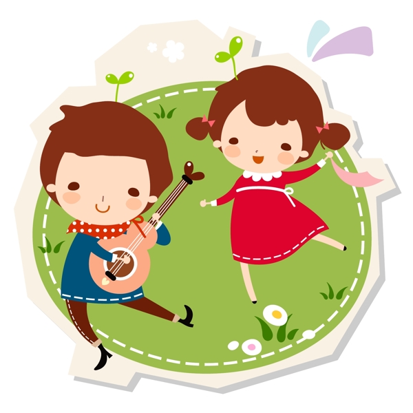 舞蹈的孩子插畫(huà)