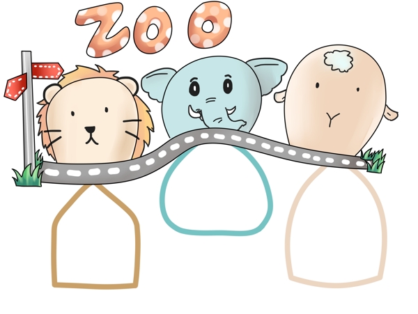 动物园相框装饰插画