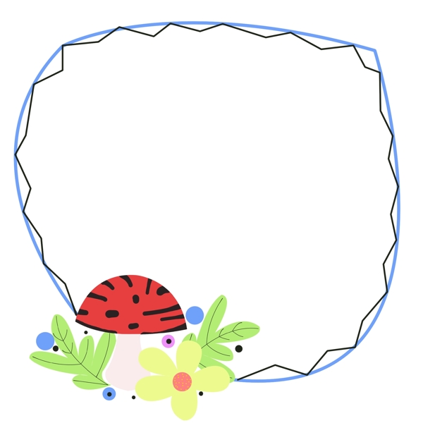 植物蓝色边框插画