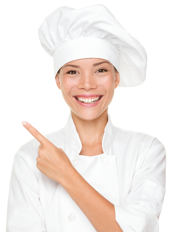 伸出食指微笑的厨师图片