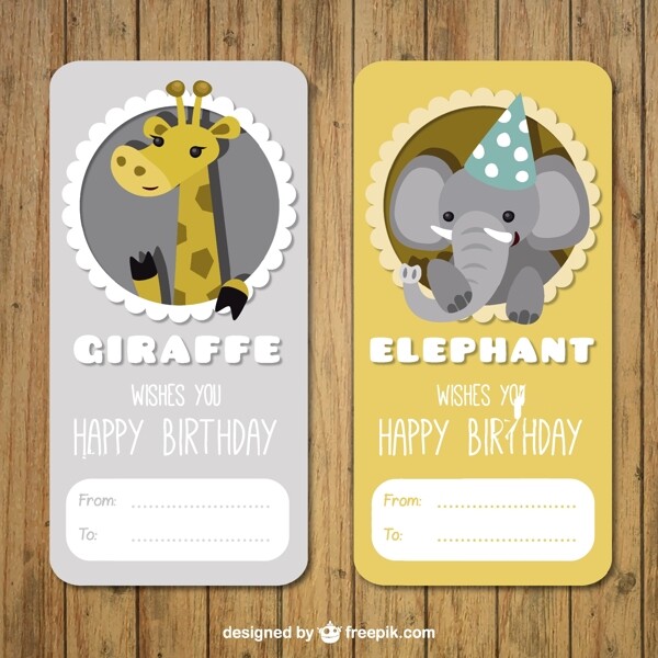 長頸鹿和大象生日標簽包
