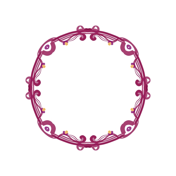 简约可爱圆形花纹边框紫粉色设计元素