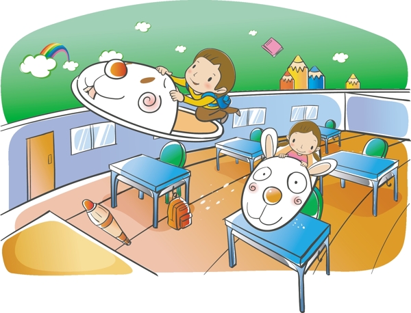矢量小學(xué)生卡通兒童圖片素材