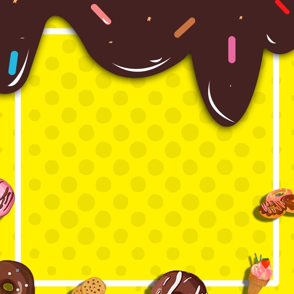 甜点巧克力冰淇淋黄色海报背景