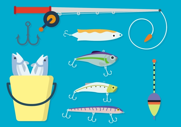 釣魚工具矢量素材