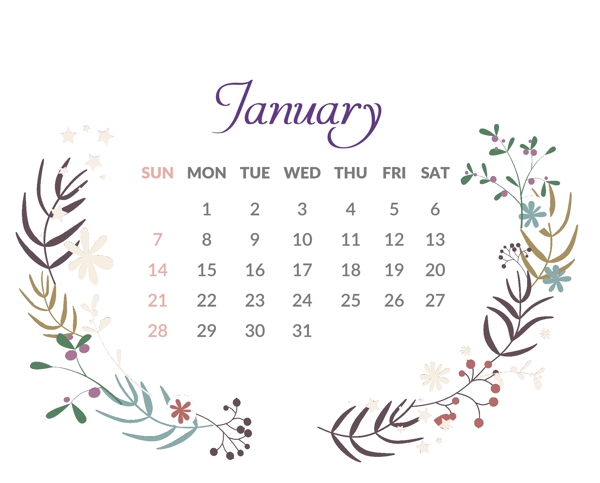 2018温馨手绘花朵日历设计