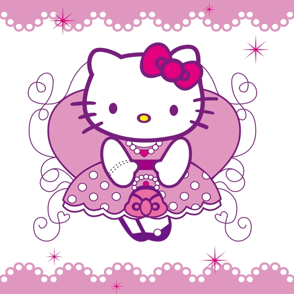 印花矢量圖可愛卡通卡通形象HELLOKITTY免費素材