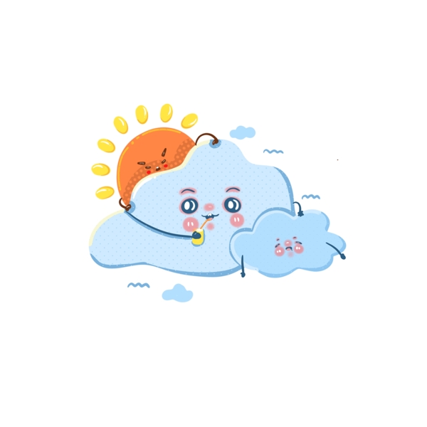 氣象多云天氣卡通形象陰天太陽(yáng)云朵