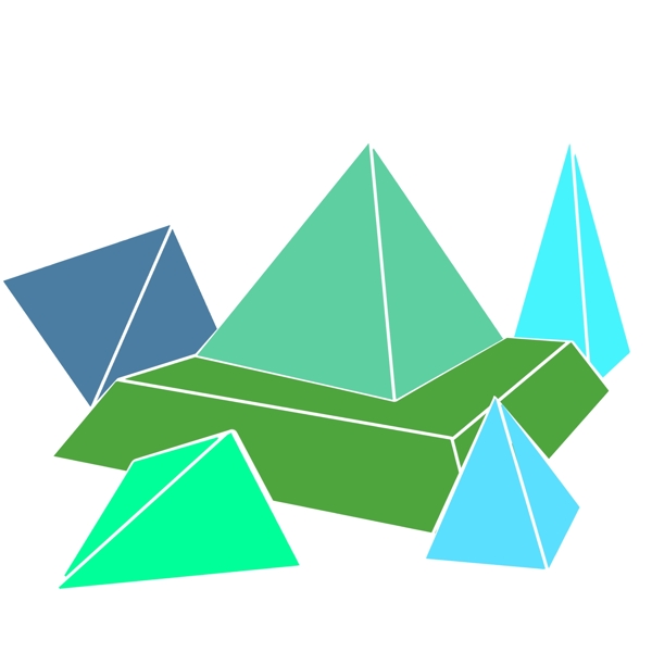 三角蓝绿色立体几何
