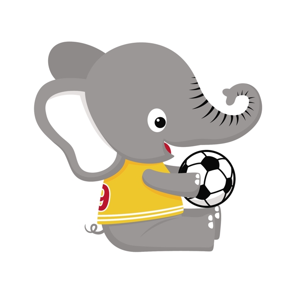 玩足球的大象矢量素材