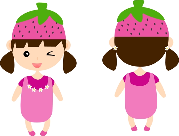 草莓卡通水果素材可爱人物