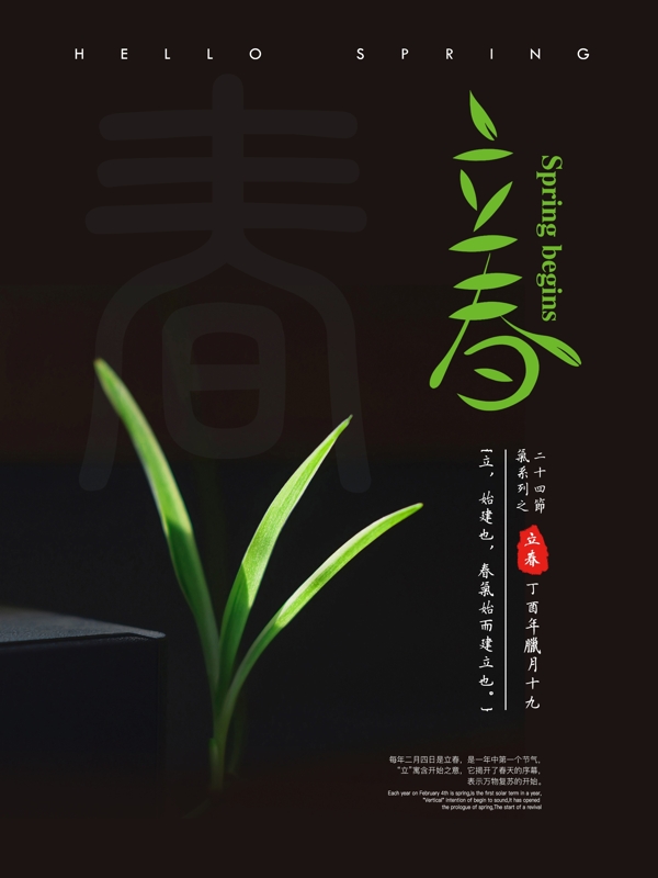 黑色系立春節(jié)氣海報(bào)二十四節(jié)氣海報(bào)