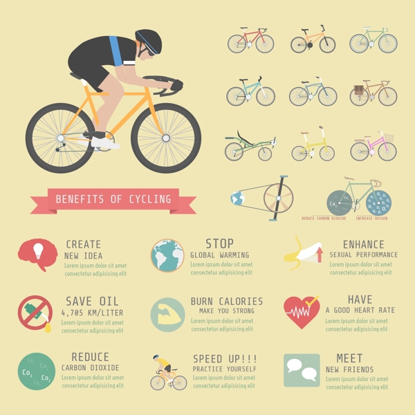 卡通自行车男运动员信息图表