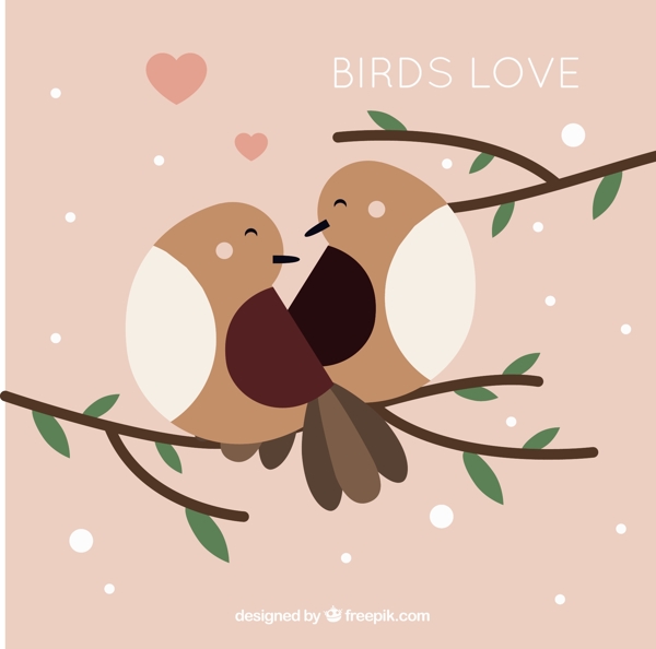爱的背景与鸟类平面设计