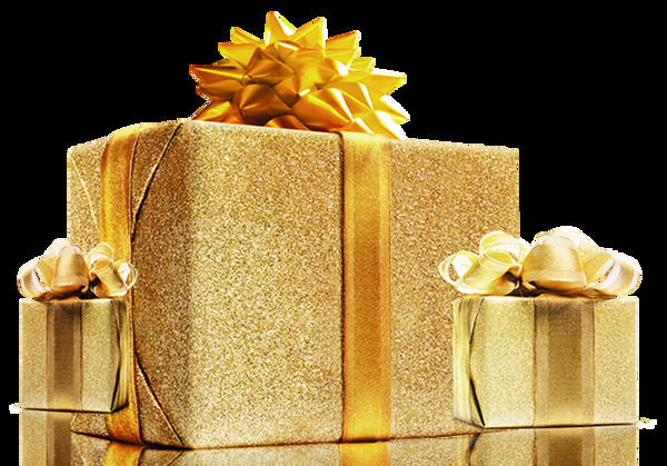 礼物礼盒金色立体海报素材