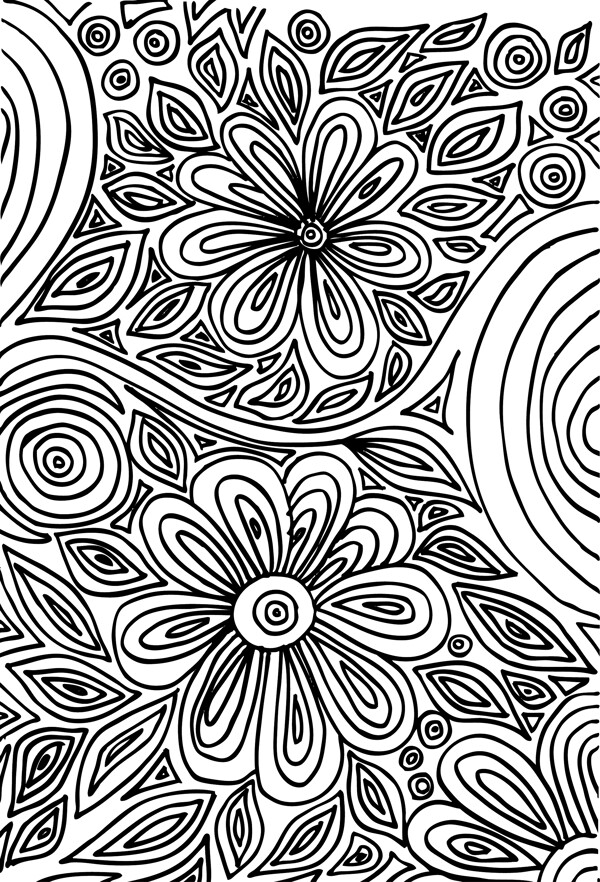手工绘制的抽象花朵矢量插图