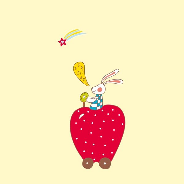 印花矢量图卡通动物兔子水果免费素材