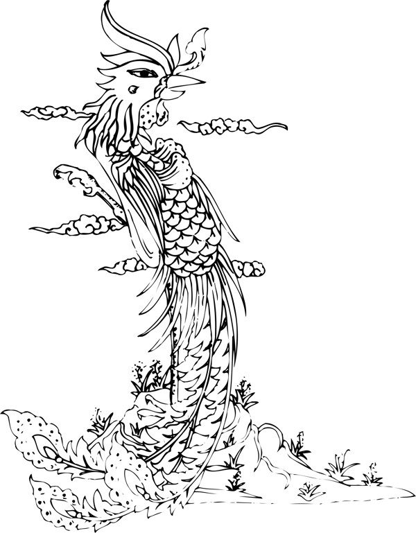 印花矢量圖動物鳥類鳳凰色彩免費(fèi)素材
