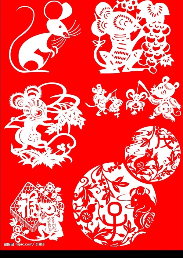 剪紙老鼠圖片