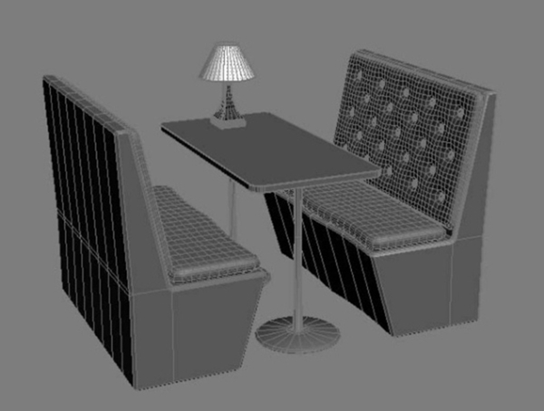 四人卡座沙发3D设计图片