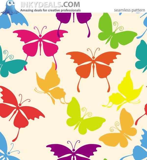 各式各样的花蝴蝶图案图标背景