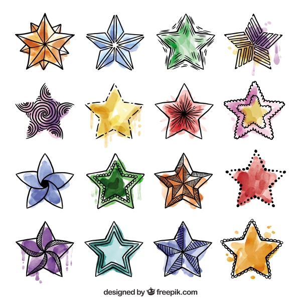 套水彩涂鴉的星星