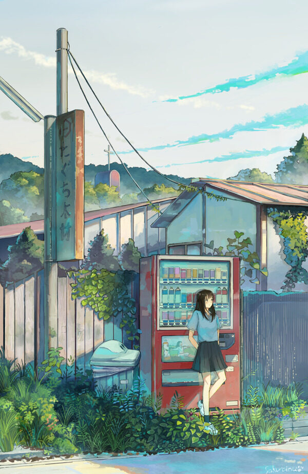 彩色動(dòng)漫人物插畫背景