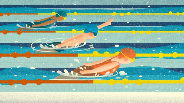 亚运会游泳运动插画