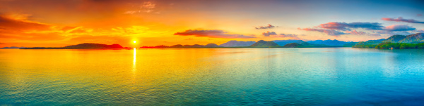 海面夕阳风景摄影图片