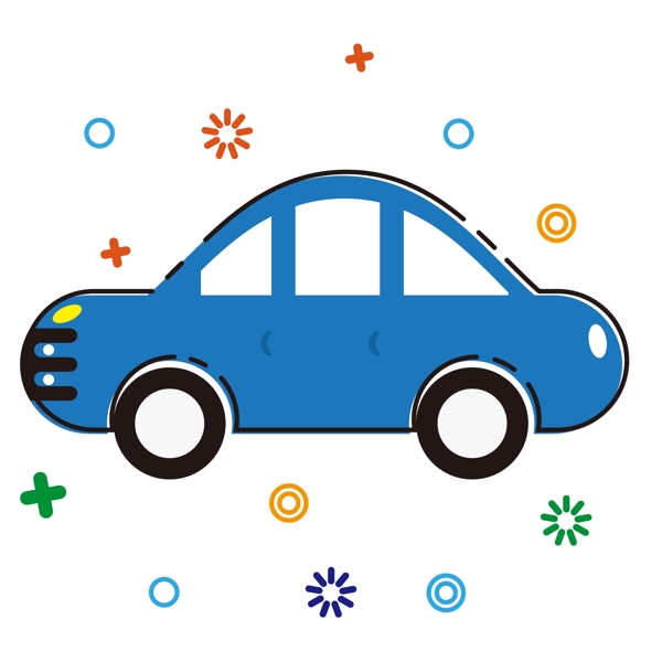 簡約mbe風(fēng)格藍(lán)色扁平交通工具轎車元素