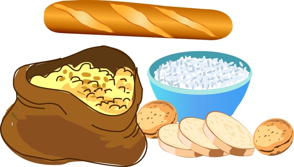 手绘面包食物元素
