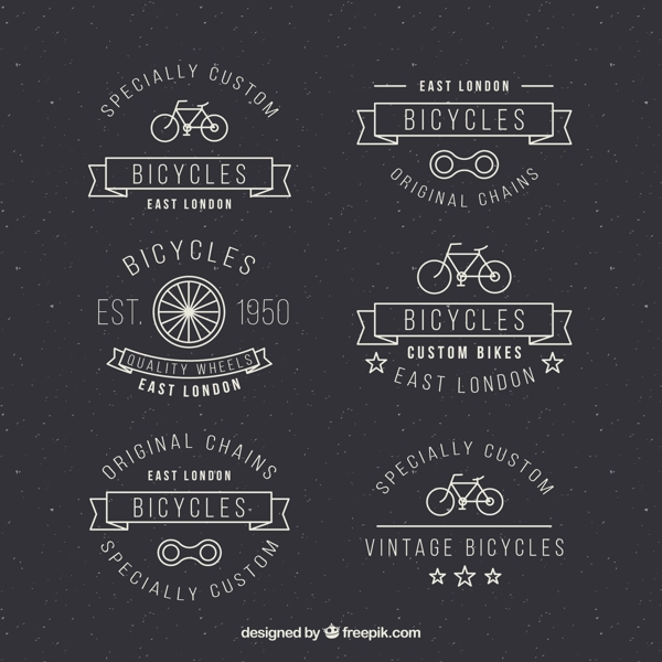 复古设计手绘自行车徽章