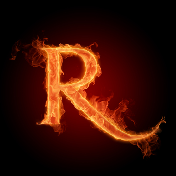 燃烧着的英文字母图片素材R