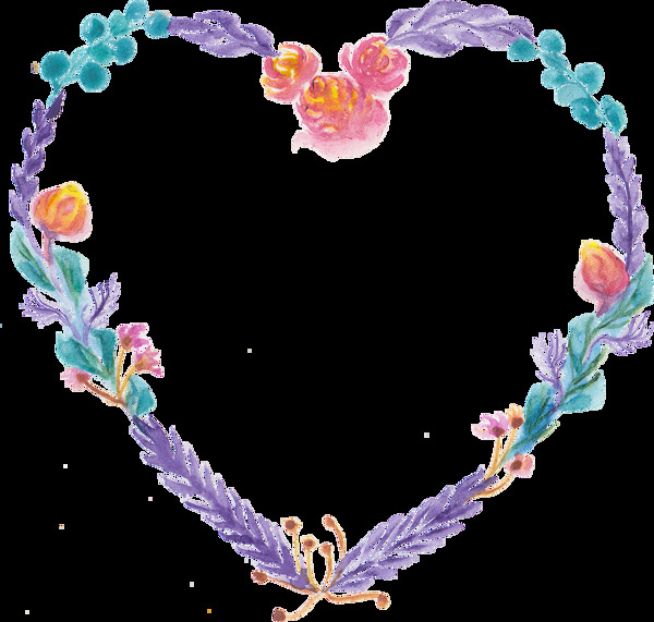 彩色花環(huán)情人節(jié)愛心透明