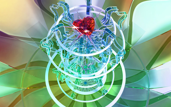 钻石爱心水晶色彩绚烂3D三维立体科幻广告电脑设计图片